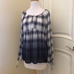NWT Princess Vera Wang boho style blue /white woven plaid top